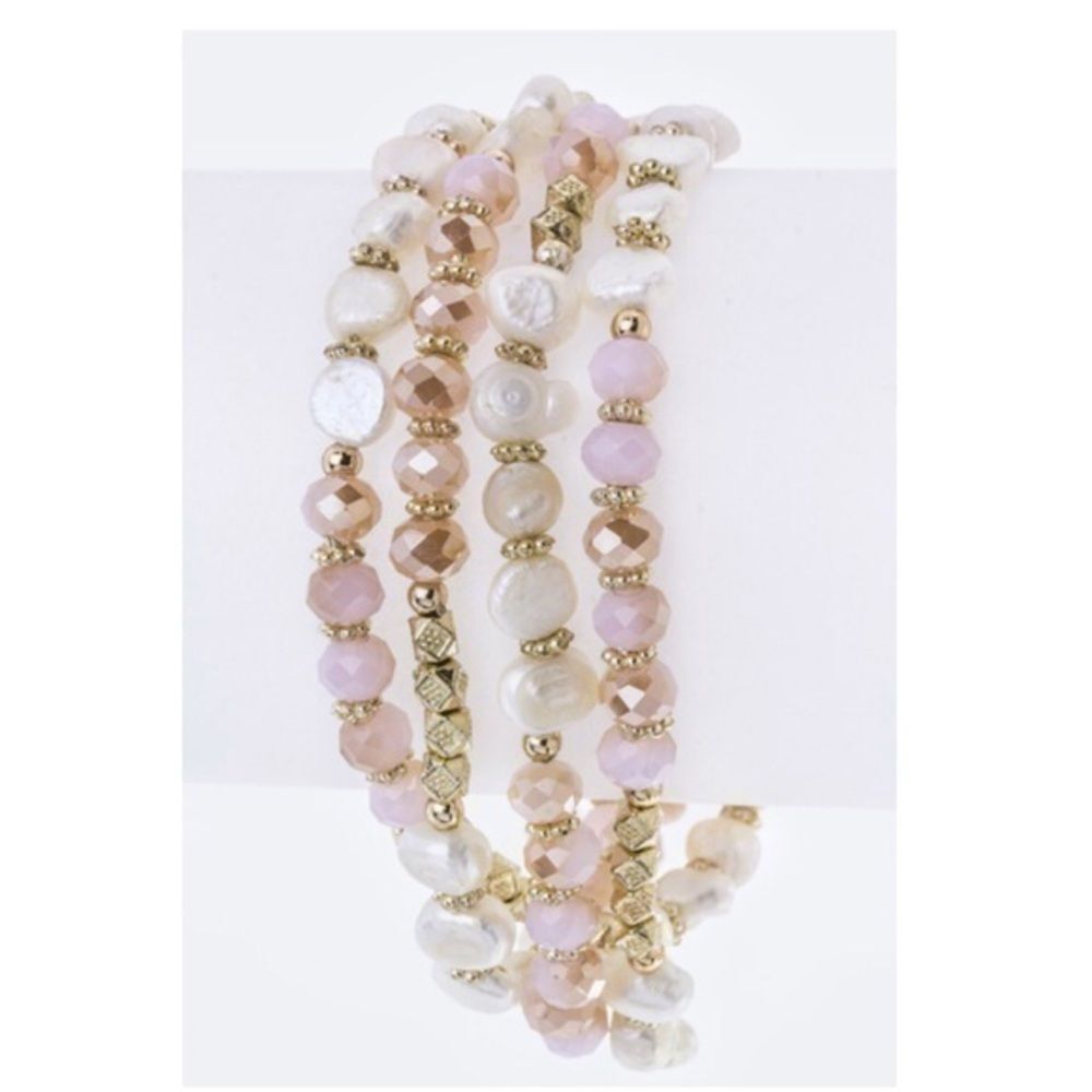 Mix Faux Pearl Stretch Bracelet